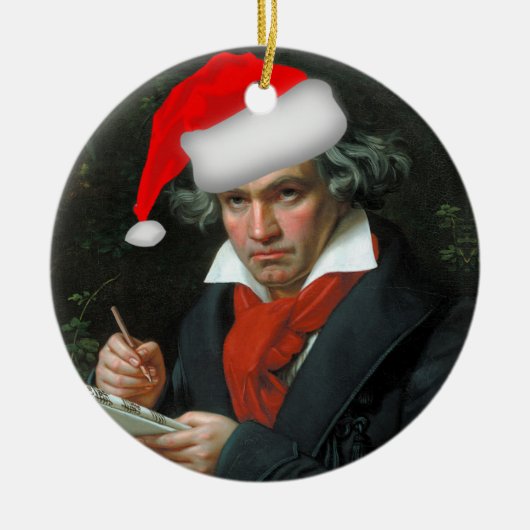 Funny Santa Beethoven Klassieke Muziek Kerstmis Keramisch Ornament (Voorkant)