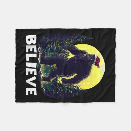 Funny Santa Bigfoot Christmas Sasquatch Believe Xm Fleece Deken (Voorkant (Horizontaal))