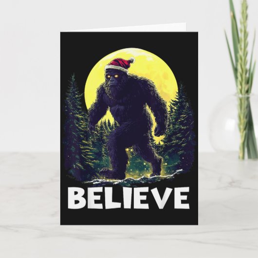 Funny Santa Bigfoot Christmas Sasquatch Believe Xm Kaart (Voorkant)