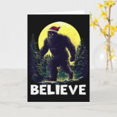 Funny Santa Bigfoot Christmas Sasquatch Believe Xm Kaart (Gele Bloem)