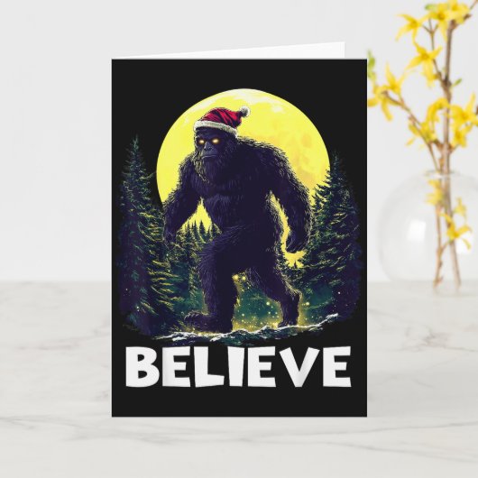 Funny Santa Bigfoot Christmas Sasquatch Believe Xm Kaart (Gele Bloem)