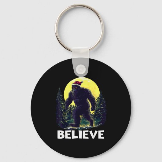 Funny Santa Bigfoot Christmas Sasquatch Believe Xm Sleutelhanger (Voorkant)