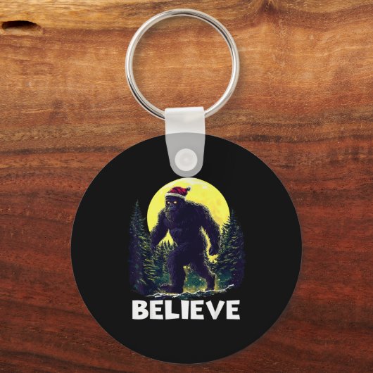 Funny Santa Bigfoot Christmas Sasquatch Believe Xm Sleutelhanger (Voorkant)