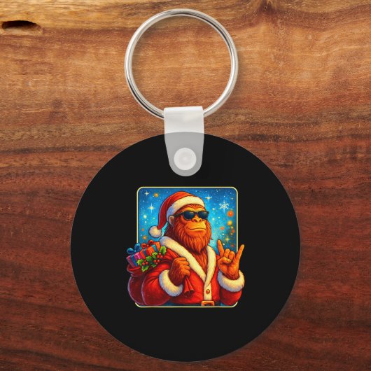 Funny Santa Bigfoot Christmas Sasquatch Xmas Boys  Sleutelhanger (Voorkant)