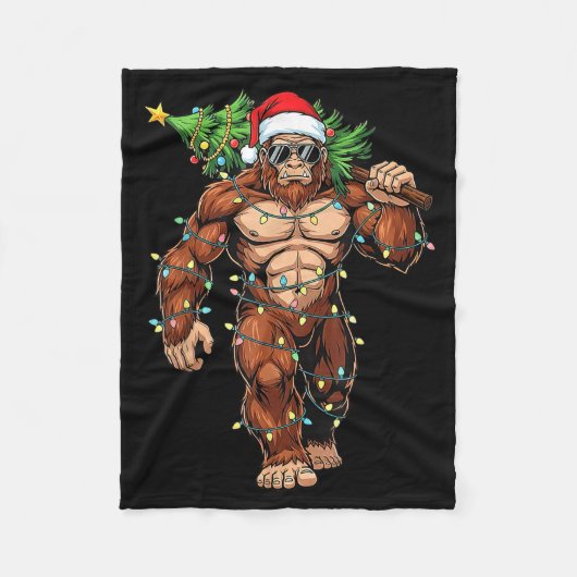 Funny Santa Bigfoot Christmas Tree Christmas Crypt Fleece Deken (Voorkant)