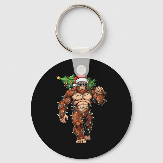 Funny Santa Bigfoot Christmas Tree Christmas Crypt Sleutelhanger (Voorkant)