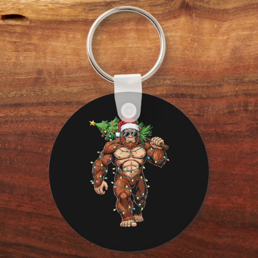 Funny Santa Bigfoot Christmas Tree Christmas Crypt Sleutelhanger (Voorkant)