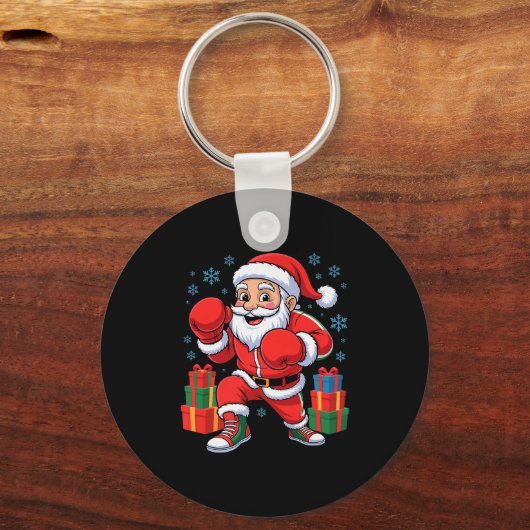 Funny Santa Boxing Lover Boxer Holiday Christmas X Sleutelhanger (Voorkant)