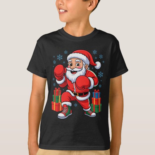 Funny Santa Boxing Lover Boxer Holiday Christmas X T-shirt (Voorkant)