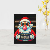 Funny Santa Breaking And Entering Christmas Kaart (Gele Bloem)