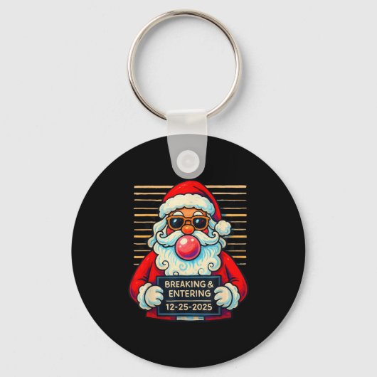 Funny Santa Breaking And Entering Christmas  Sleutelhanger (Voorkant)