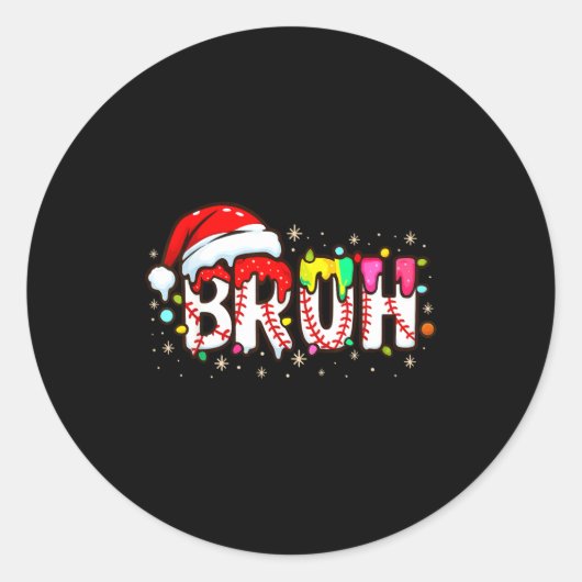Funny Santa Bruh Baseball Christmas Xmas Meme Paja Ronde Sticker (Voorkant)