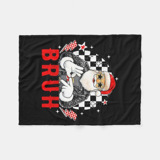 Funny Santa, Bruh Christmas Funny Meme Gift Tee  Fleece Deken (Voorkant (Horizontaal))