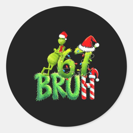 Funny Santa Bruh Christmas Meme 6 Gift Men, Women  Ronde Sticker (Voorkant)
