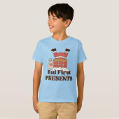 Funny Santa But First Presents Kids T-Shirt (Voorkant volledig)