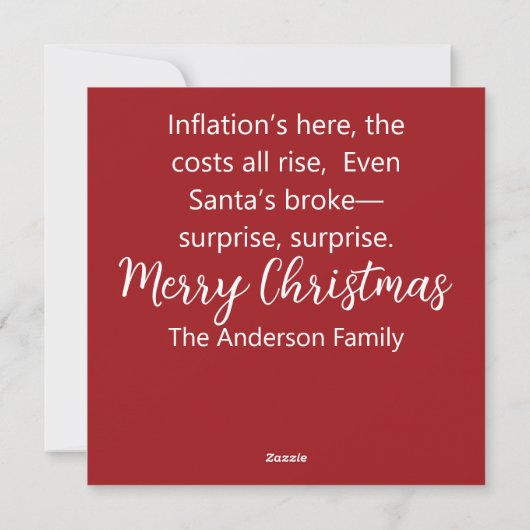 Funny Santa Card with Inflation Rhyme Feestdagenkaart (Achterkant)