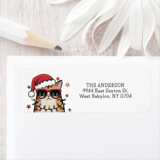 Funny Santa Cat Return Address Label (Insitu)