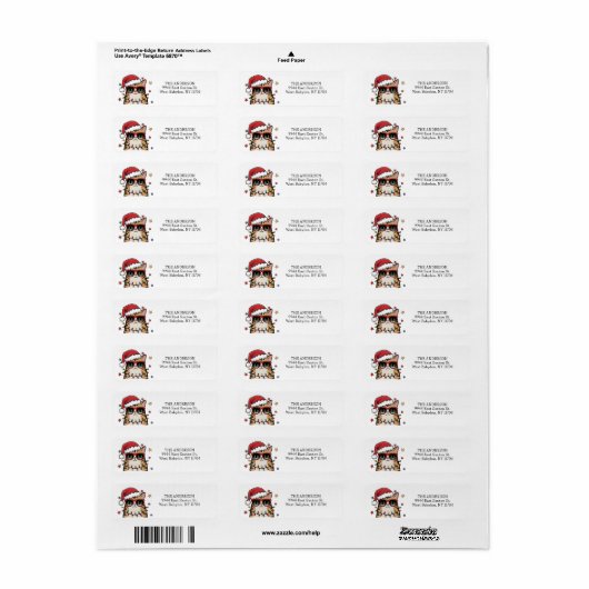 Funny Santa Cat Return Address Label (Full Sheet)