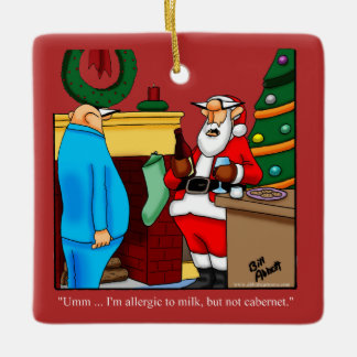 Funny Santa Chardonnay Holiday Ornament