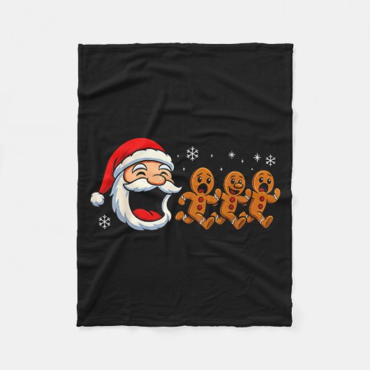 Funny Santa Chasing Gingerbread Christmas Cookie  Fleece Deken (Voorkant)