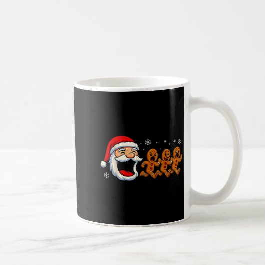 Funny Santa Chasing Gingerbread Christmas Cookie  Koffiemok (Rechts)