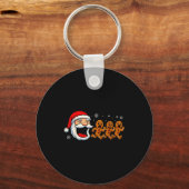 Funny Santa Chasing Gingerbread Christmas Cookie  Sleutelhanger (Voorkant)