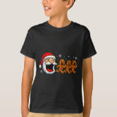 Funny Santa Chasing Gingerbread Christmas Cookie  T-shirt (Voorkant)