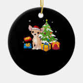 Funny Santa Chihuahua Dog Christmas Tree Gifts Xma Keramisch Ornament (Voorkant)