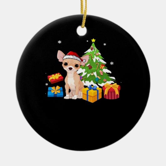 Funny Santa Chihuahua Dog Christmas Tree Gifts Xma Keramisch Ornament (Voorkant)