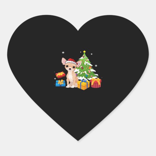 Funny Santa Chihuahua Dog kerstboom Gifts Xma Hart Sticker (Voorkant)