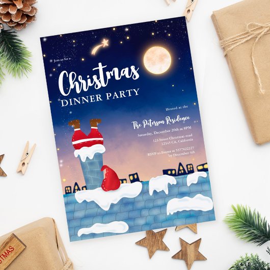 Funny Santa chimney kerstparty illustratie Kaart