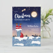 Funny Santa chimney kerstparty illustratie Kaart (Staand voorkant)