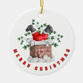 Funny Santa Chimney Merry Kerstmis Keramisch Ornament (Voorkant)