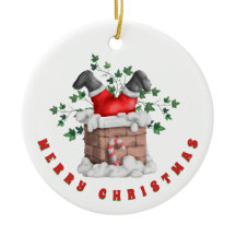 Funny Santa Chimney Merry Kerstmis