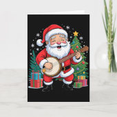 Funny Santa Christmas Design Banjo Holiday Xmas Pa Kaart (Voorkant)