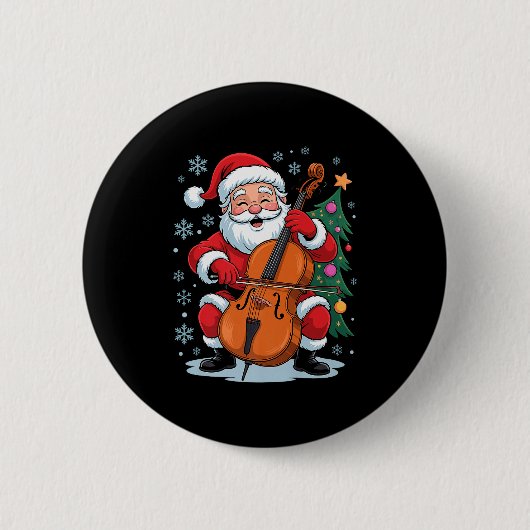 Funny Santa Christmas Design Cello Holiday Xmas Pa Ronde Button 5,7 Cm (Voorkant)