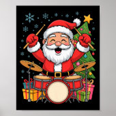 Funny Santa Christmas Design Drums Holiday Xmas Pa Poster (Voorkant)