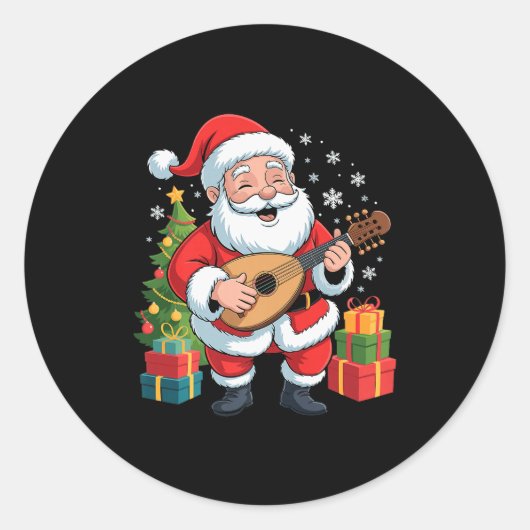 Funny Santa Christmas Design Lute Holiday Xmas Paj Ronde Sticker (Voorkant)