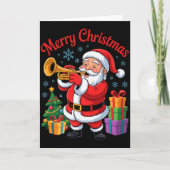 Funny Santa Christmas Design Trumpet Holiday Xmas  Kaart (Voorkant)