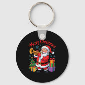 Funny Santa Christmas Design Trumpet Holiday Xmas  Sleutelhanger (Voorkant)