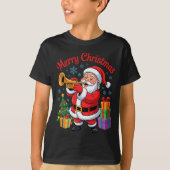 Funny Santa Christmas Design Trumpet Holiday Xmas  T-shirt (Voorkant)