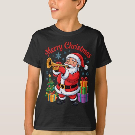 Funny Santa Christmas Design Trumpet Holiday Xmas  T-shirt (Voorkant)