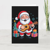 Funny Santa Christmas Design Ukulele Holiday Xmas  Kaart (Voorkant)