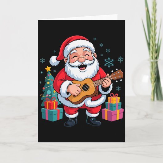 Funny Santa Christmas Design Ukulele Holiday Xmas  Kaart (Voorkant)