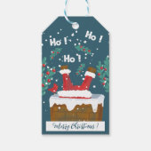 Funny Santa Christmas Donkerblauw Cadeau Labels Cadeaulabel (Voorkant)
