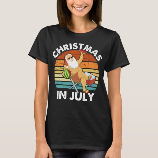 Funny Santa Christmas in juli Shirt, Retro Zomer T-shirt (Voorkant)