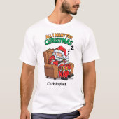 Funny Santa Christmas T-Shirt – Custom Name (Voorkant)