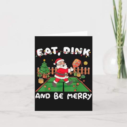 Funny Santa Ckleball Christmas Eat Dink And Be Mer Kaart (Voorkant)