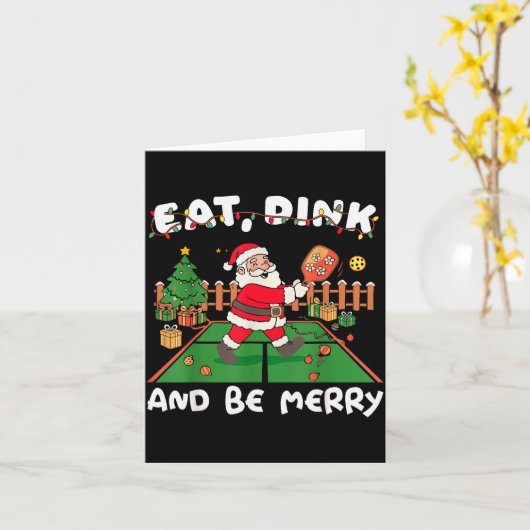 Funny Santa Ckleball Christmas Eat Dink And Be Mer Kaart (Gele Bloem)