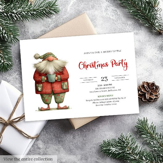 Funny Santa Classic Red Green Digital Party Invite Kaart